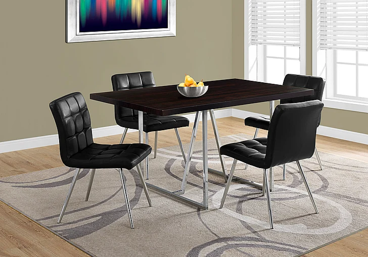 Monarch Specialties 60" Rectangular Dining Table Brown Laminate Chrome Metal I 1064