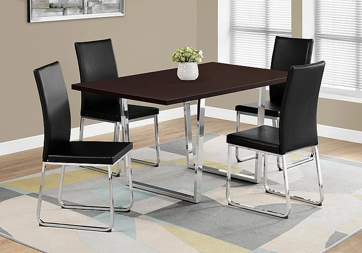 Monarch Specialties Xavier 60" Rectangular Dining Table Brown Laminate Chrome Metal I 1122