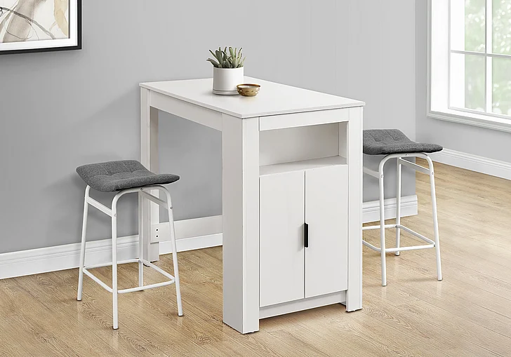 Monarch Specialties Felix 48" Rectangular Counter Height Table Small Storage White Laminate I 1202