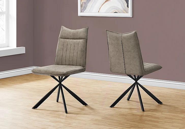 Monarch Specialties Nico Dining Side Chair (Set of 2) Upholstered Brown Fabric Black Metal I 1216