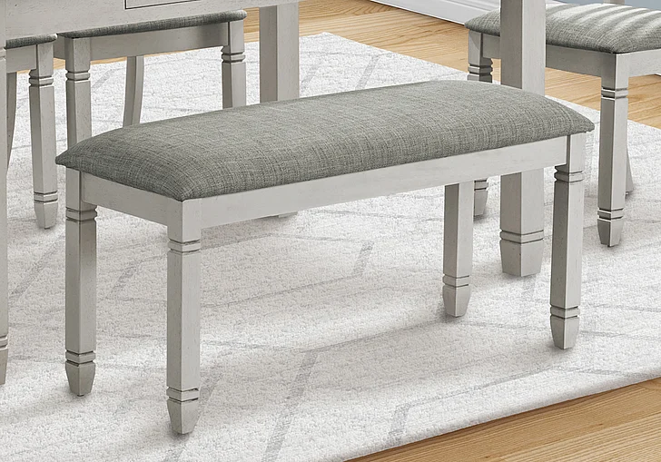 Monarch Specialties Dominic Bench 41" Rectangular Upholstered Wood Grey Solid Wood Grey Fabric I 1257