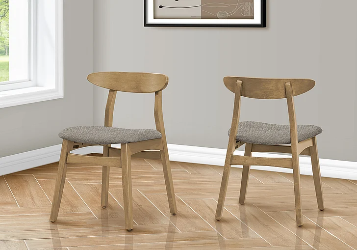 Monarch Specialties Vincent Dining Chair 30"H (Set of 2) Side Upholstered Light Walnut Brown Fabric I 1385