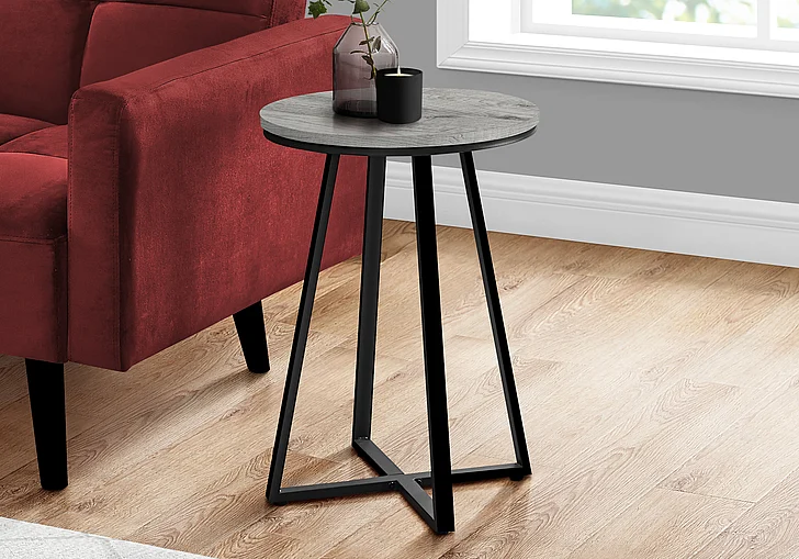 Monarch Specialties Finley Accent Table Grey Laminate Black Metal I 2176