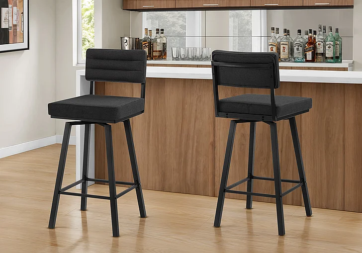 Monarch Specialties Marcus Barstool 40"H Swivel (Set of 2) Black Fabric Black Metal I 2340