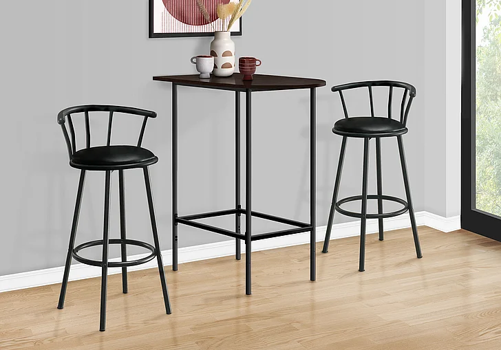 Monarch Specialties Damon Bar Table 36" Rectangular Small Brown Laminate Black Metal I 2345