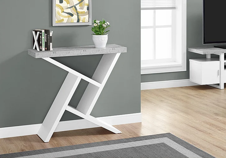 Monarch Specialties Taylor Accent Table Grey and White Laminate I 2405