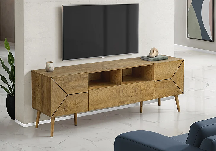 Monarch Specialties Seamus TV Stand 72" Storage Drawer Walnut Laminate I 2753