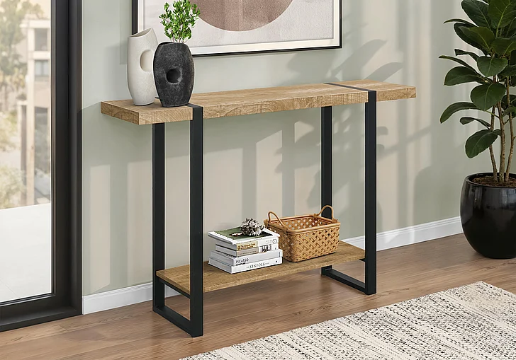 Monarch Specialties Shana Accent Table Mango Wood-look Laminate Black Metal I 2881