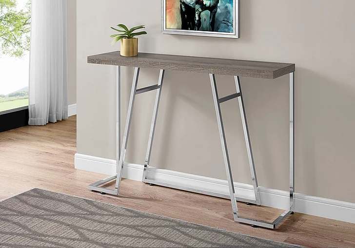 Monarch Specialties Accent Table Brown Laminate Chrome Metal I 3169