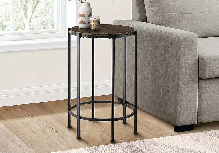 Monarch Specialties Emilia Accent Table Dark Oak Laminate Black Metal I 3756