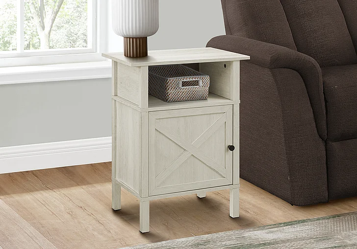 Monarch Specialties Lilia Accent Table Small Storage Washed Oak Laminate I 3812