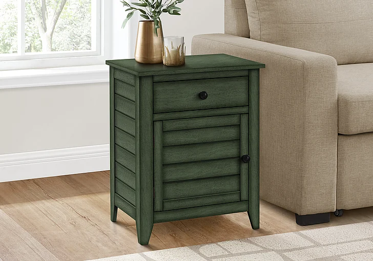 Monarch Specialties Winona Accent Table Storage Drawer Storage Antique Green Veneer I 3948