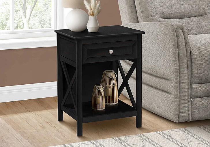 Monarch Specialties Cillian Accent Table 2 Tier Black Veneer I 3986