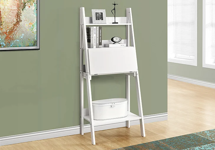 Monarch Specialties Arabella Computer Desk Leaning 61"H White Laminate I 7040