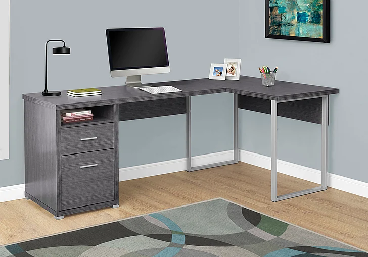 Monarch Specialties Honora Computer Desk Corner Grey Laminate Grey Metal I 7257