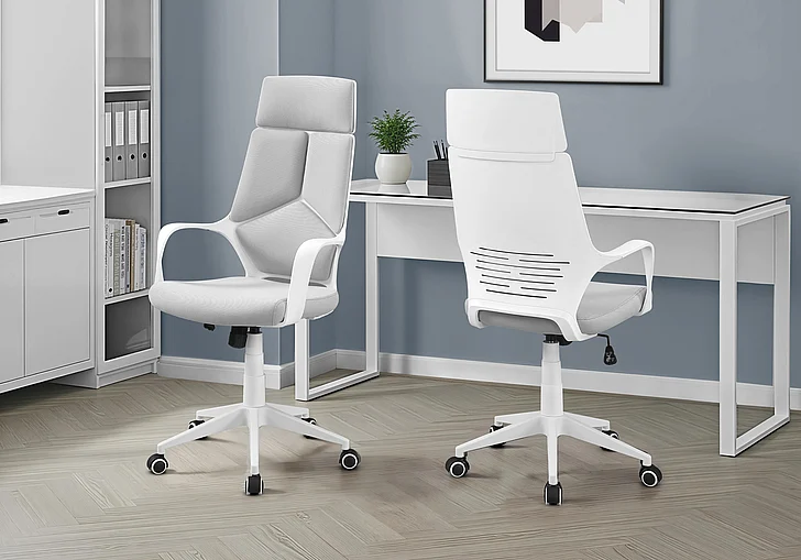 Monarch Specialties Emmy Office Chair Grey Mesh White Metal I 7270