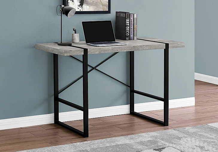 Monarch Specialties Karolina Computer Desk 48"L Grey Laminate Black Metal I 7316