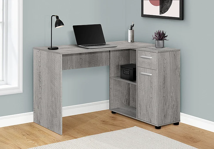 Monarch Specialties Marcella Computer Desk Corner 46"L L Shape Grey Laminate I 7346