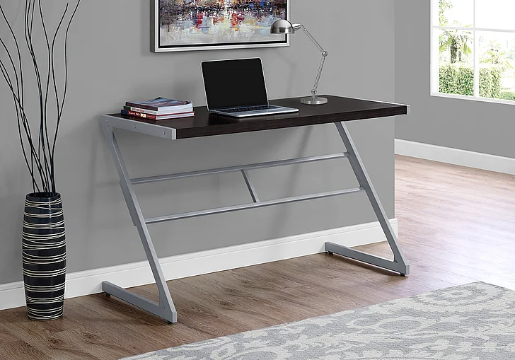 Monarch Specialties Orielle Computer Desk 48"L Brown Laminate Grey Metal I 7374