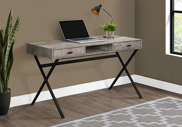 Monarch Specialties Domenica Computer Desk 48"L Beige Laminate Black Metal I 7449
