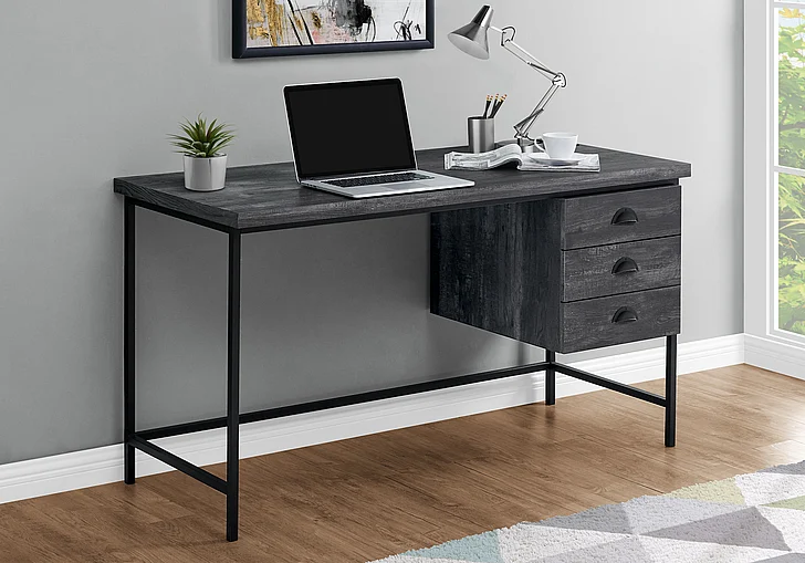 Monarch Specialties Melina Computer Desk 55"L Black Laminate Black Metal I 7488