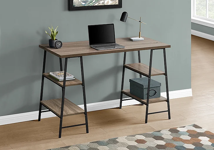 Monarch Specialties Anneliese Computer Desk 48"L Brown Laminate Black Metal I 7523