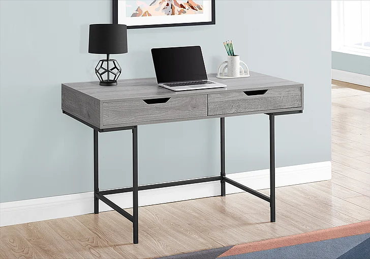 Monarch Specialties Kamilla Computer Desk 48"L Grey Laminate Black Metal I 7553