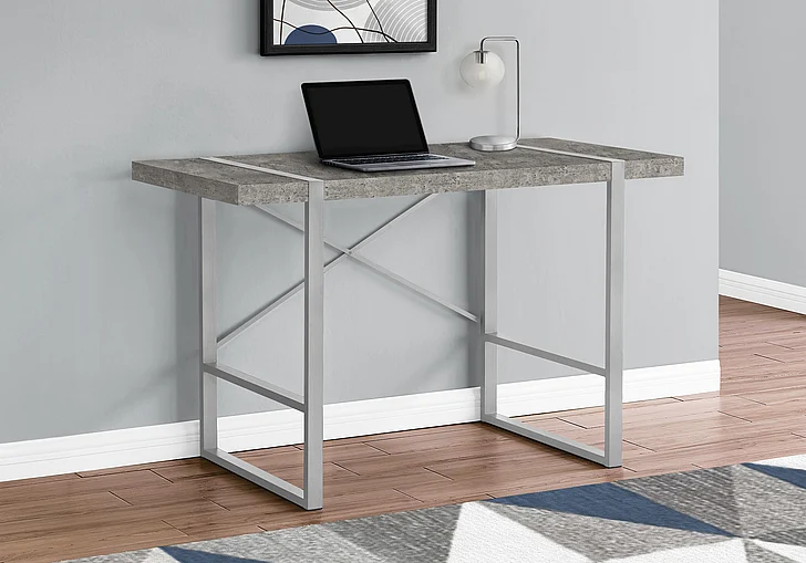 Monarch Specialties Karolina Computer Desk 48"L Grey Concrete Laminate Grey Metal I 7662