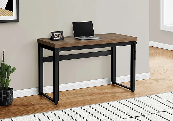 Monarch Specialties Lorraine Computer Desk Standing Adjustable 48"L Walnut Laminate Black Metal I 7675