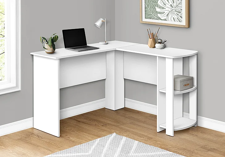 Monarch Specialties Liliosa Computer Desk Corner 48"L L Shape White Laminate I 7723