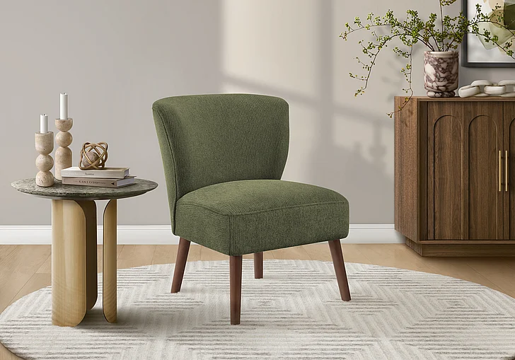 Monarch Specialties Yves Accent Chair 33"H Upholstered Green Fabric Walnut Solid Wood Legs I 8087