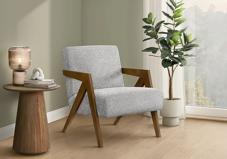 Monarch Specialties River Accent Chair 30"H Upholstered Light Grey Fabric I 8300