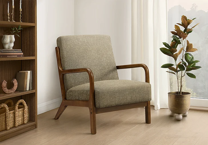 Monarch Specialties Cordelia Accent Chair 34"H Upholstered Light Brown Fabric I 8331