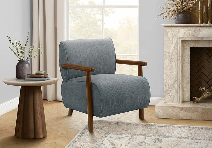 Monarch Specialties Lucienne Accent Chair 31"H Upholstered Blue Fabric I 8341