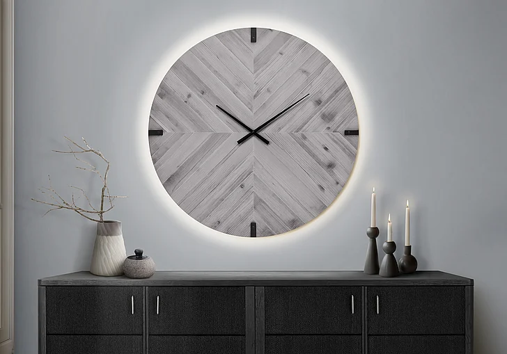 Monarch Specialties Odilia 30" Round Large Oversized Wall Clock Grey I 9038
