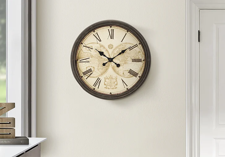 Monarch Specialties 20" Round Wall Clock Antique Brown I 9048