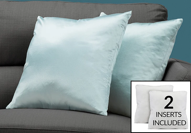 Monarch Specialties Nadine Pillows (Set of 2) 18" Square Insert Included Blue I 9341