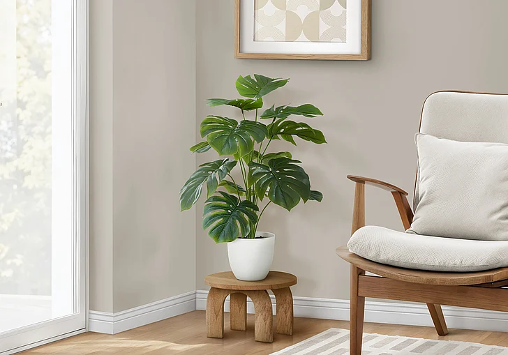 Monarch Specialties Arda Artificial Plant 24" Tall Monstera White Pot I 9551