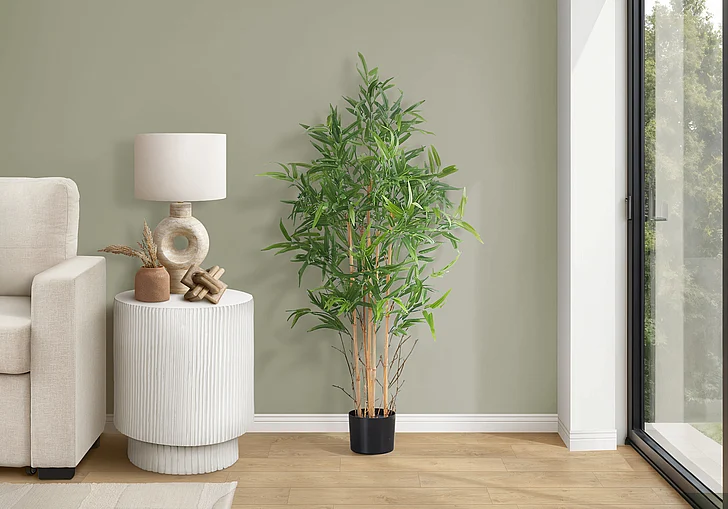 Monarch Specialties Artificial Plant 50" Tall Bamboo Tree Black Pot I 9563