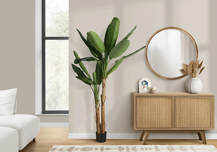 Monarch Specialties Artificial Plant 83" Tall Banana Tree Indoor Faux Black Pot I 9593