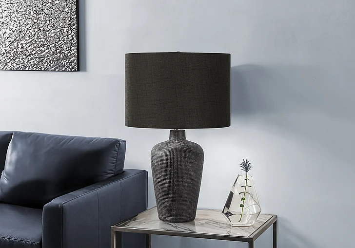 Monarch Specialties Table Lamp 24"H Black Ceramic Black Shade I 9621