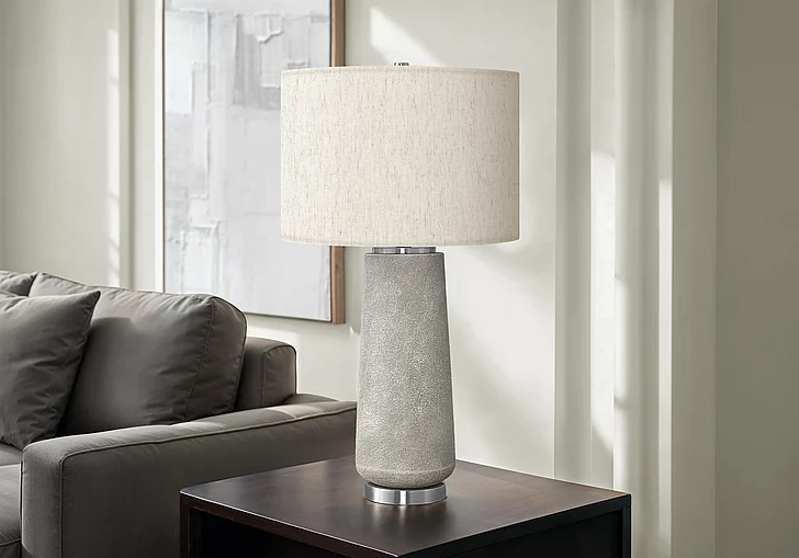 Monarch Specialties 29"H Table Lamp Grey Resin Ivory / Cream Shade I 9712