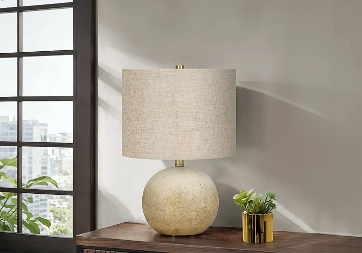 Monarch Specialties Selina 20"H Table Lamp Beige Concrete Beige Shade I 9718