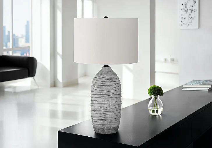 Monarch Specialties 27"H Table Lamp Grey Resin Ivory / Cream Shade I 9723