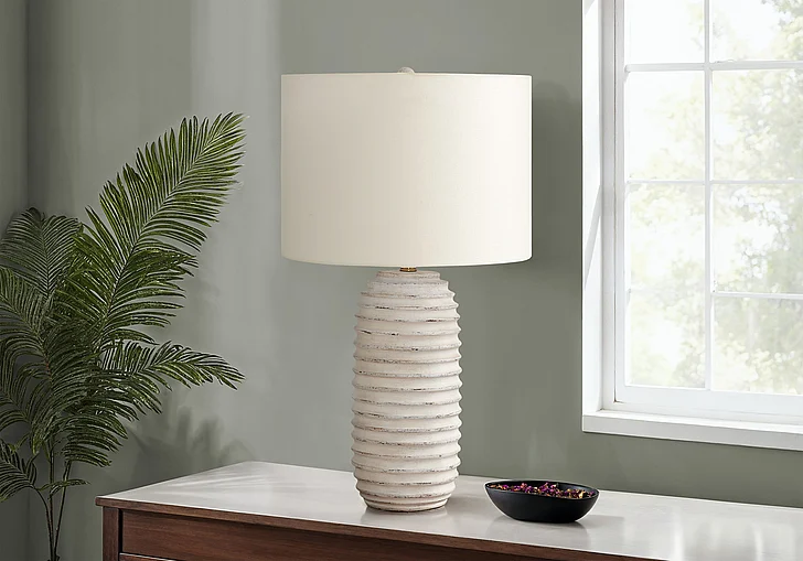 Monarch Specialties 28"H Table Lamp Cream Resin Ivory / Cream Shade I 9742