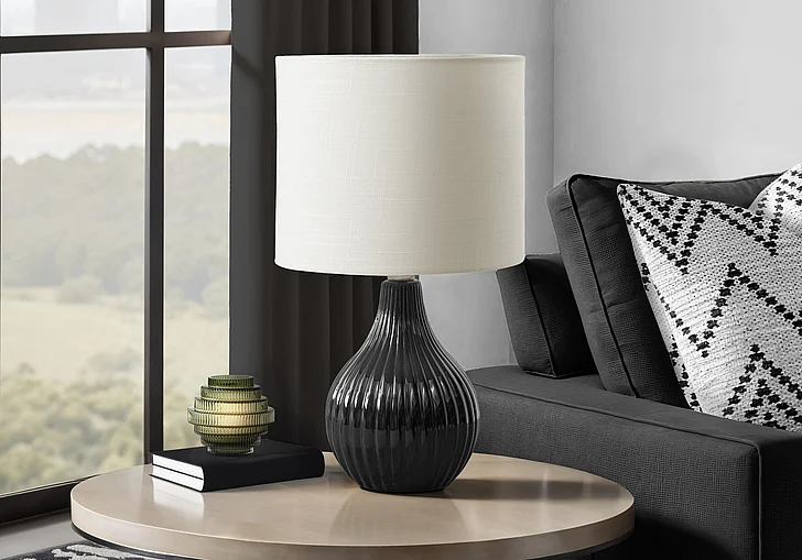 Monarch Specialties Marius 17"H Table Lamp Black Ceramic Ivory / Cream Shade I 9775