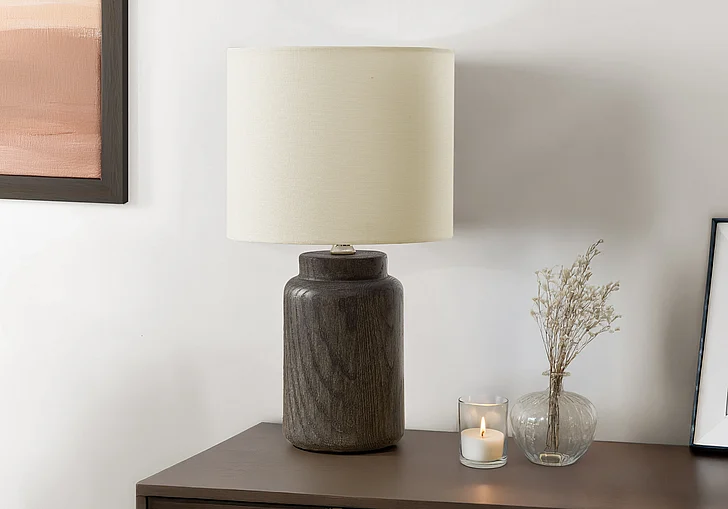 Monarch Specialties Xavian 17"H Table Lamp Brown Resin Ivory / Cream Shade I 9796