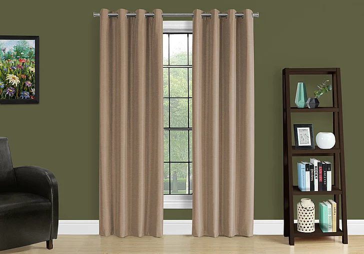 Monarch Specialties Harold Curtain Panel 2pcs Set 100% Blackout Grommet Brown I 9839