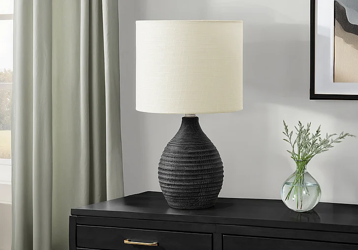 Monarch Specialties Nikolai 17"H Table Lamp Grey Resin Ivory / Cream Shade I 9847