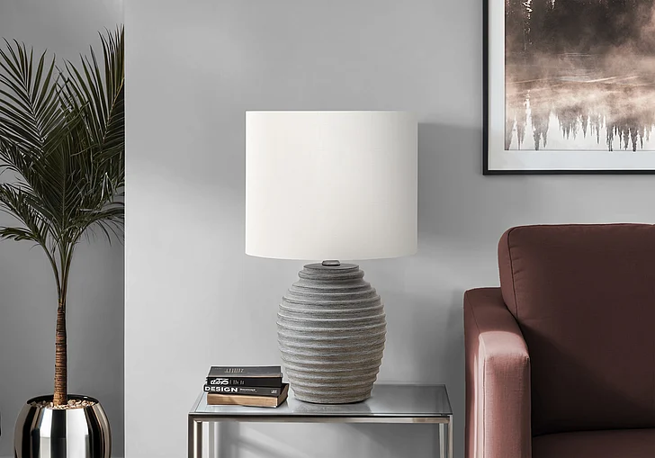 Monarch Specialties Zane 17"H Table Lamp Grey Resin Ivory / Cream Shade I 9864